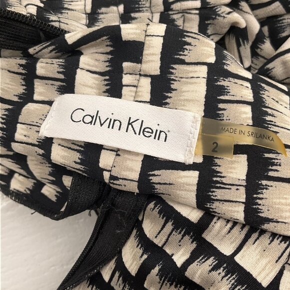 Calvin Klein Dress Women 2 Tan Black Halter Smock‎ Marilyn Monroe Stretch NWT - Picture 7 of 13